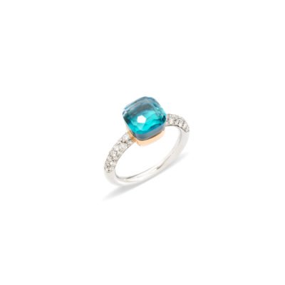 Nudo ring blauwe topaaz diamant